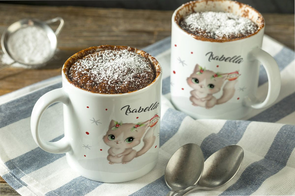 Keramik Tasse Süße Katze im Schnee - personalisiert mit Namen - von Mikalino