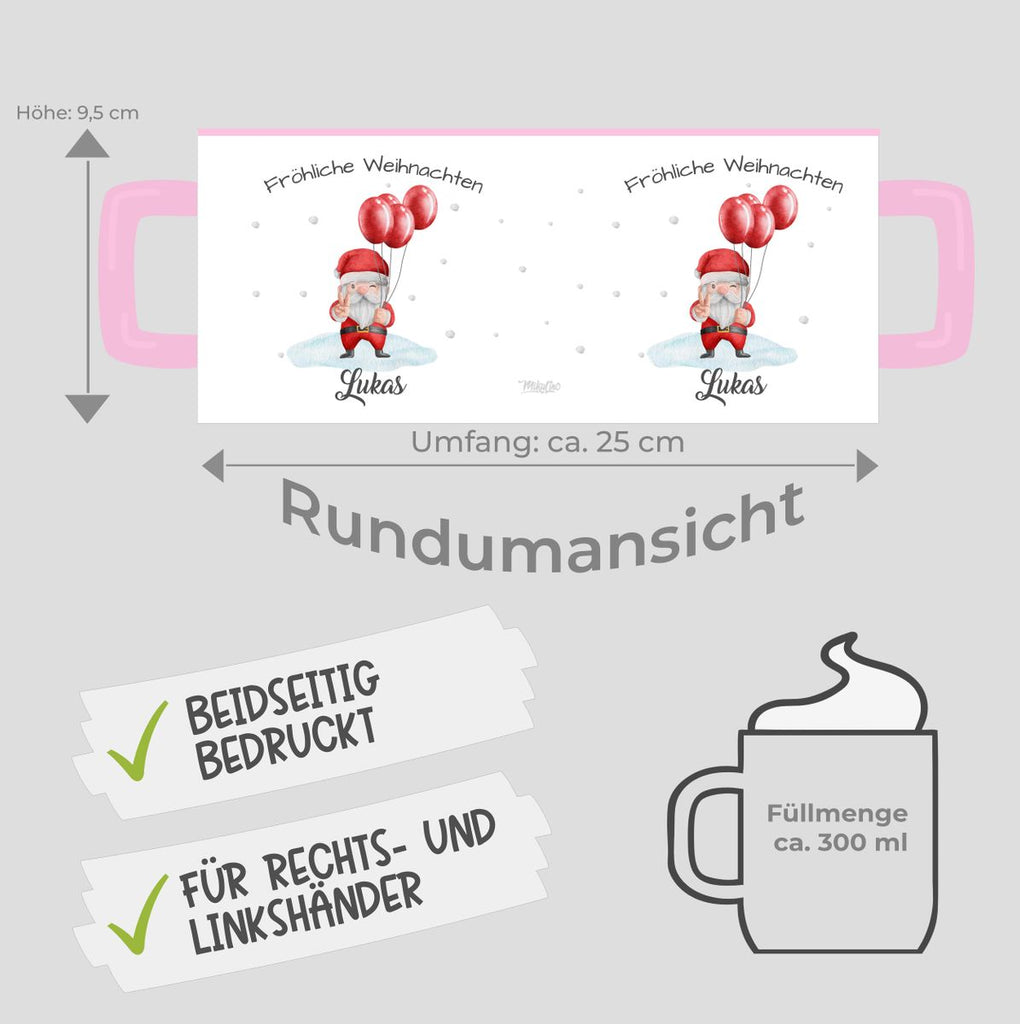 Keramik Tasse Fröhliche Weihnachten cooler Weihnachstmann im Winter - personalisiert mit Namen - von Mikalino