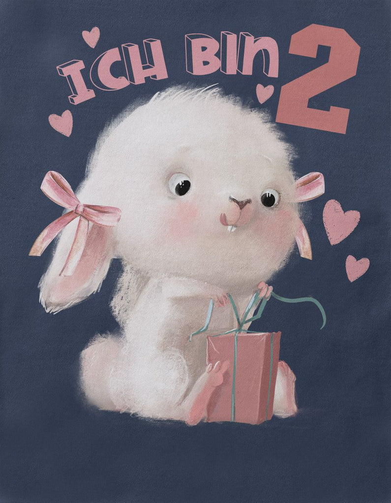 Baby / Kinder T-Shirt mit Spruch Ich bin Zwei 2 Niedlicher Hase mit Geschenk - von Mikalino