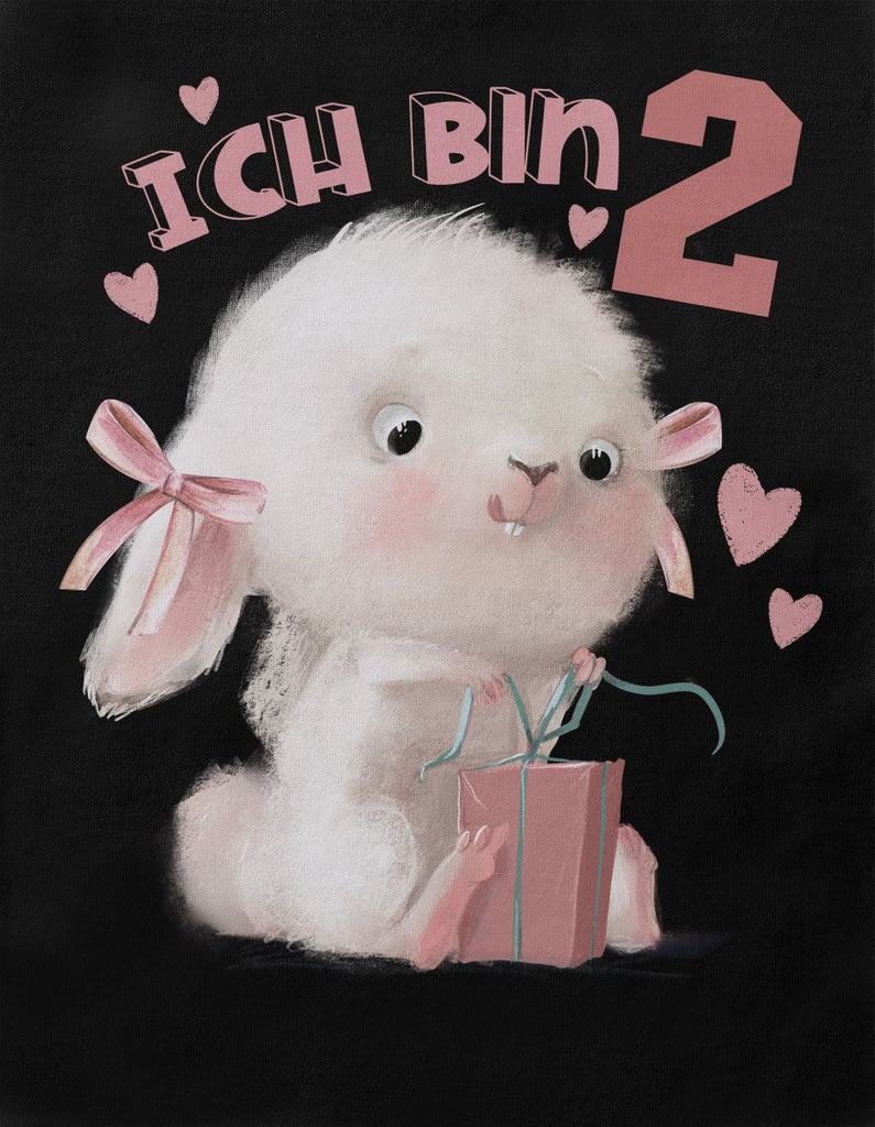 Baby / Kinder T-Shirt mit Spruch Ich bin Zwei 2 Niedlicher Hase mit Geschenk - von Mikalino