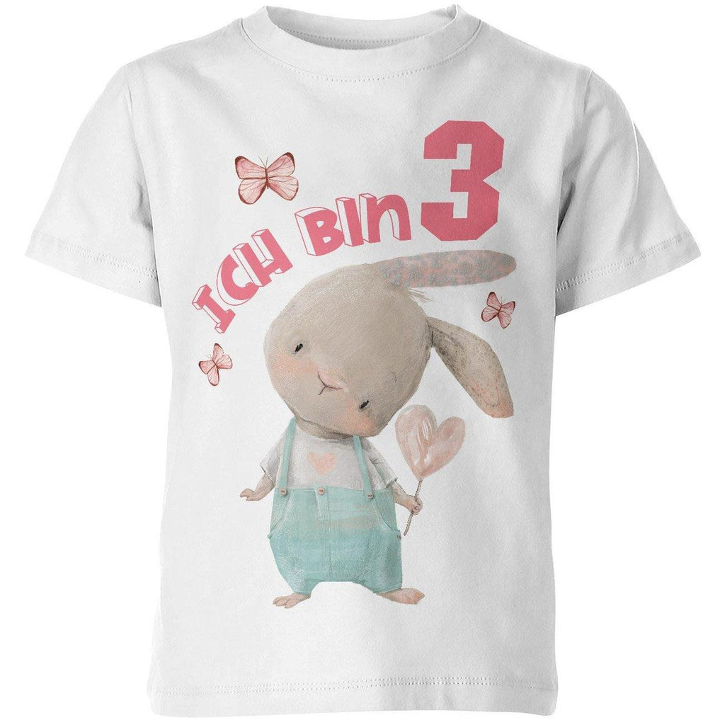 Kinder T-Shirt Ich bin Drei 3 Süßer Hase mit Herz - von Mikalino