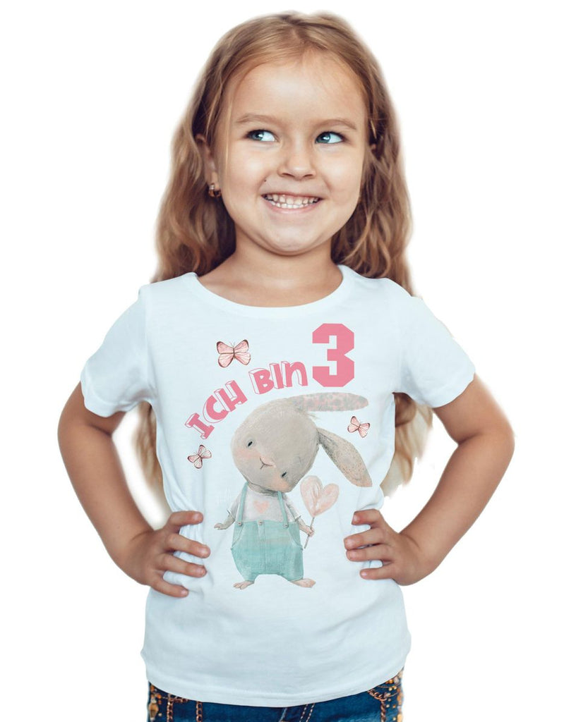 Kinder T-Shirt Ich bin Drei 3 Süßer Hase mit Herz - von Mikalino