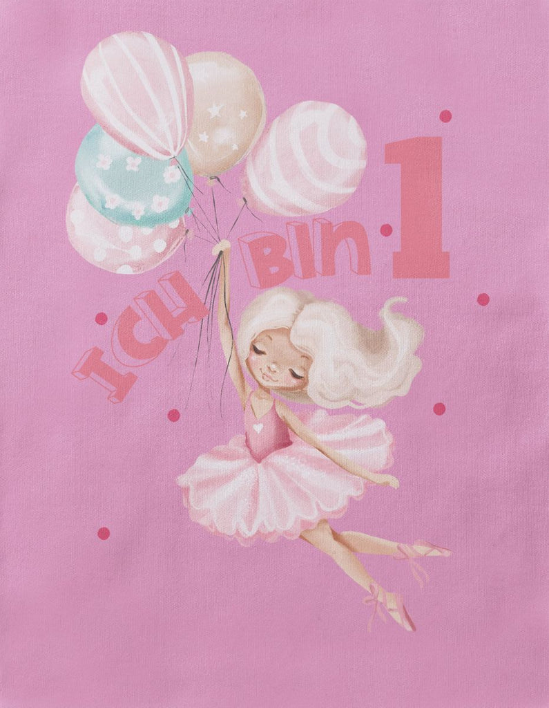 Baby / Kinder T-Shirt mit Spruch Endlich Eins 1 Fliegende Ballerina - von Mikalino