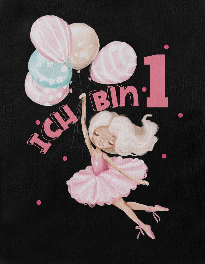 Baby / Kinder T-Shirt mit Spruch Endlich Eins 1 Fliegende Ballerina - von Mikalino