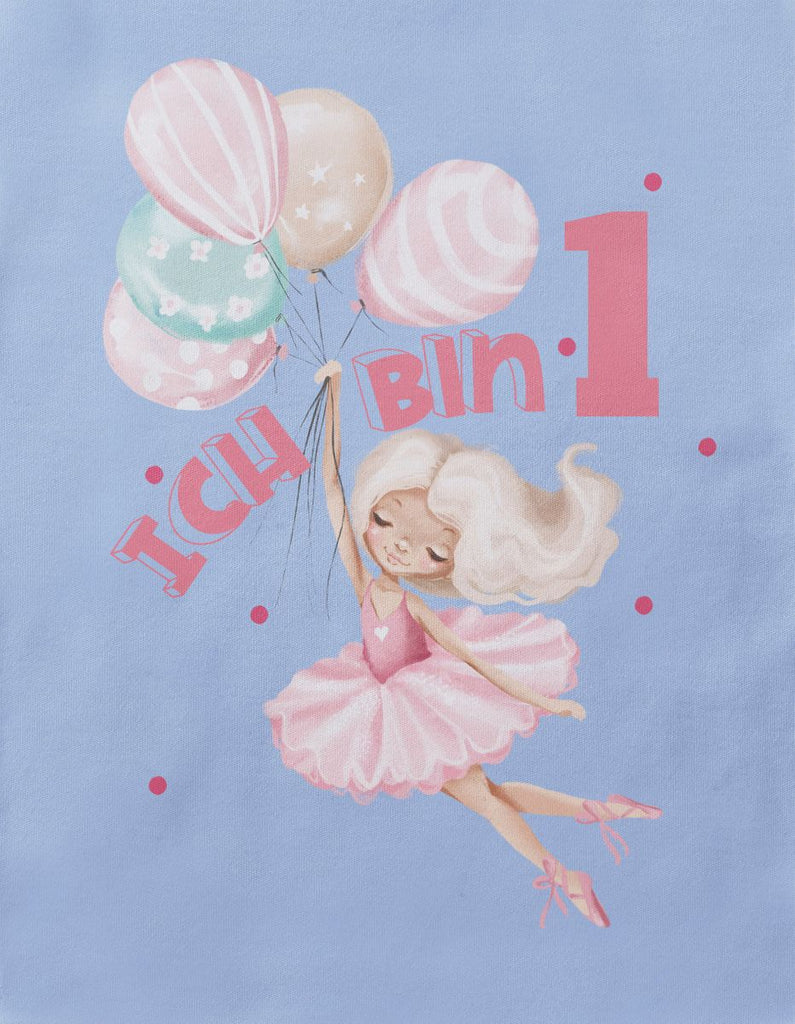 Baby / Kinder T-Shirt mit Spruch Endlich Eins 1 Fliegende Ballerina - von Mikalino