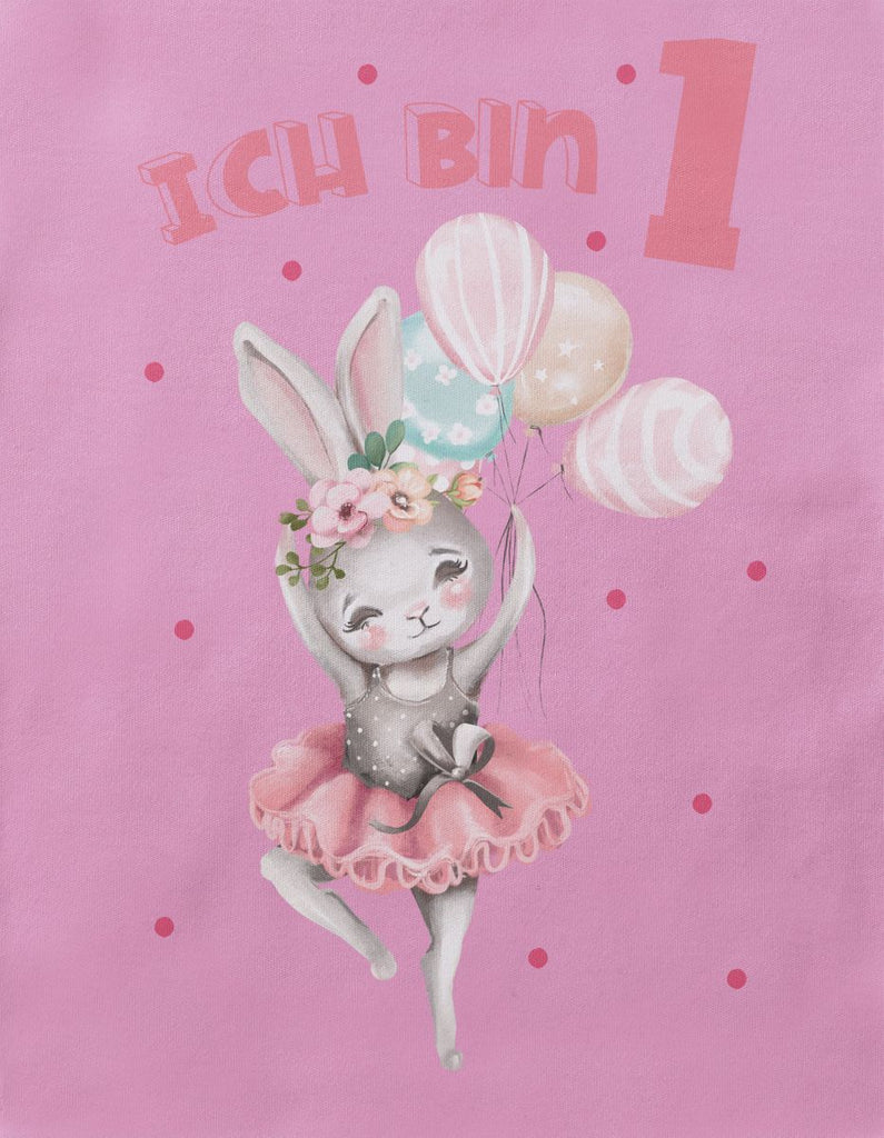 Baby / Kinder Longsleeve mit Spruch Ich bin Eins 1 Fliegender Hase Ballerina - von Mikalino