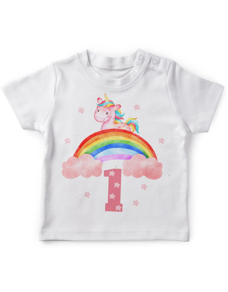 Baby / Kinder T-Shirt mit Spruch Ich bin Eins 1 Einhorn - von Mikalino