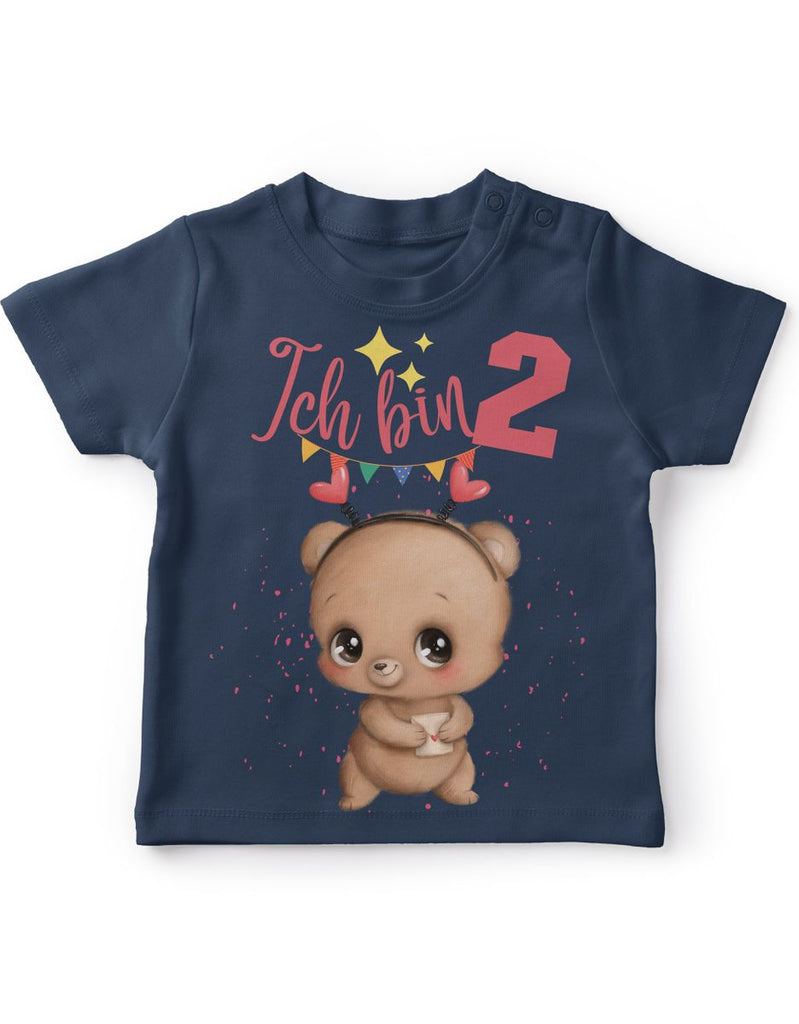 Baby / Kinder T-Shirt mit Spruch Ich bin Zwei 2 Bär mit Herz - von Mikalino