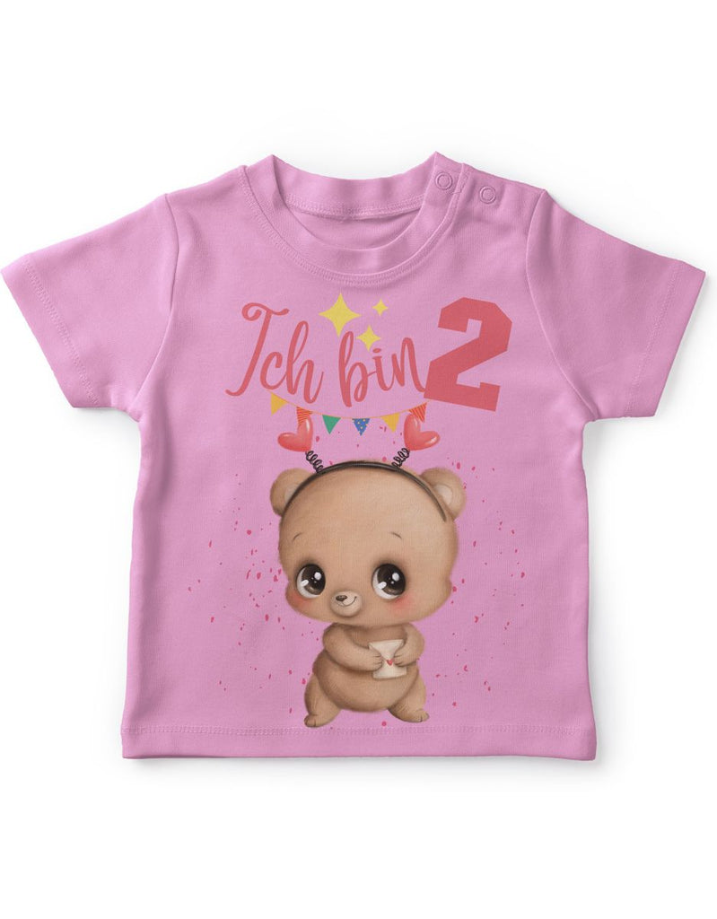 Baby / Kinder T-Shirt mit Spruch Ich bin Zwei 2 Bär mit Herz - von Mikalino