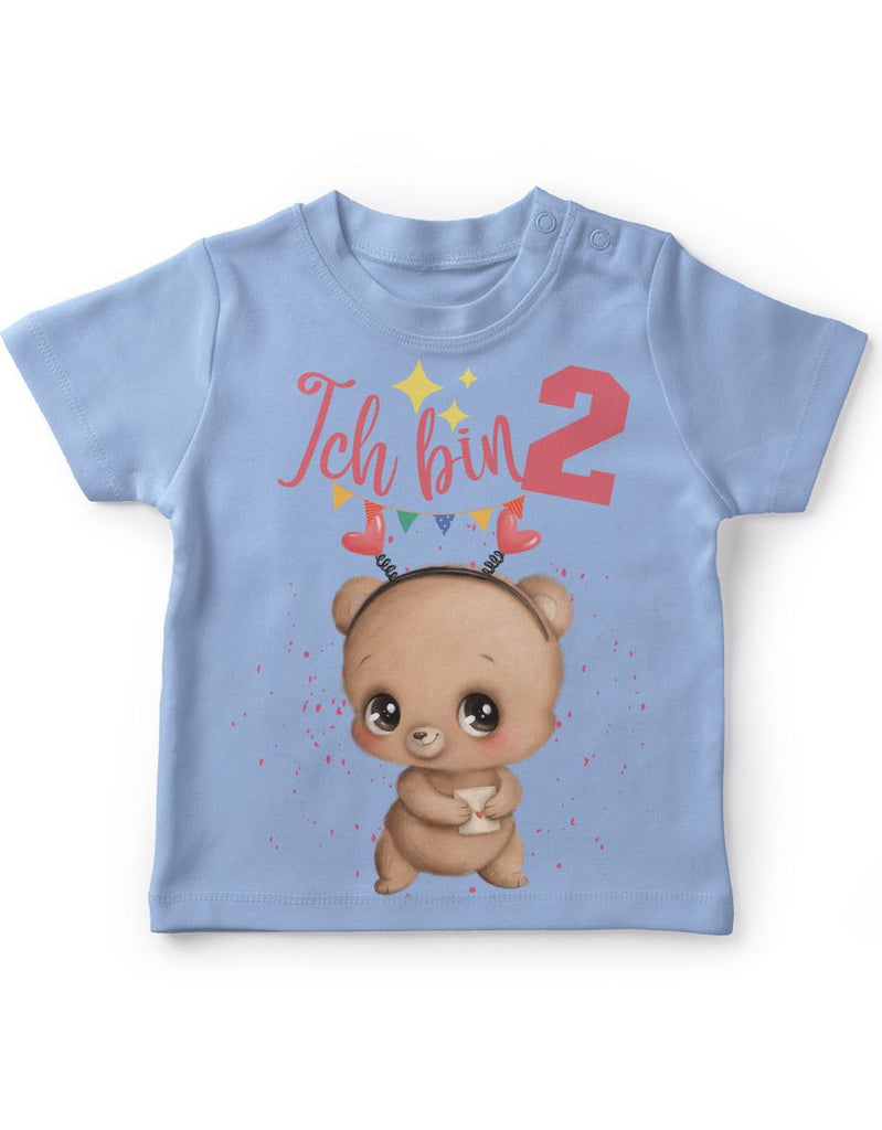 Baby / Kinder T-Shirt mit Spruch Ich bin Zwei 2 Bär mit Herz - von Mikalino