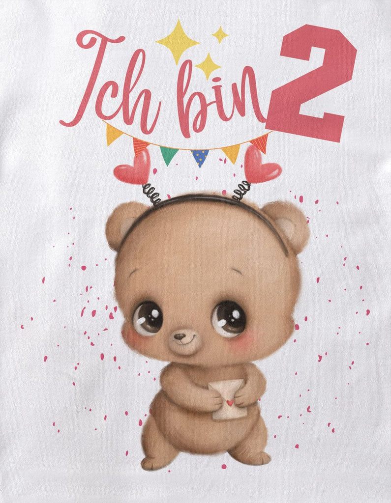 Baby / Kinder T-Shirt mit Spruch Ich bin Zwei 2 Bär mit Herz - von Mikalino