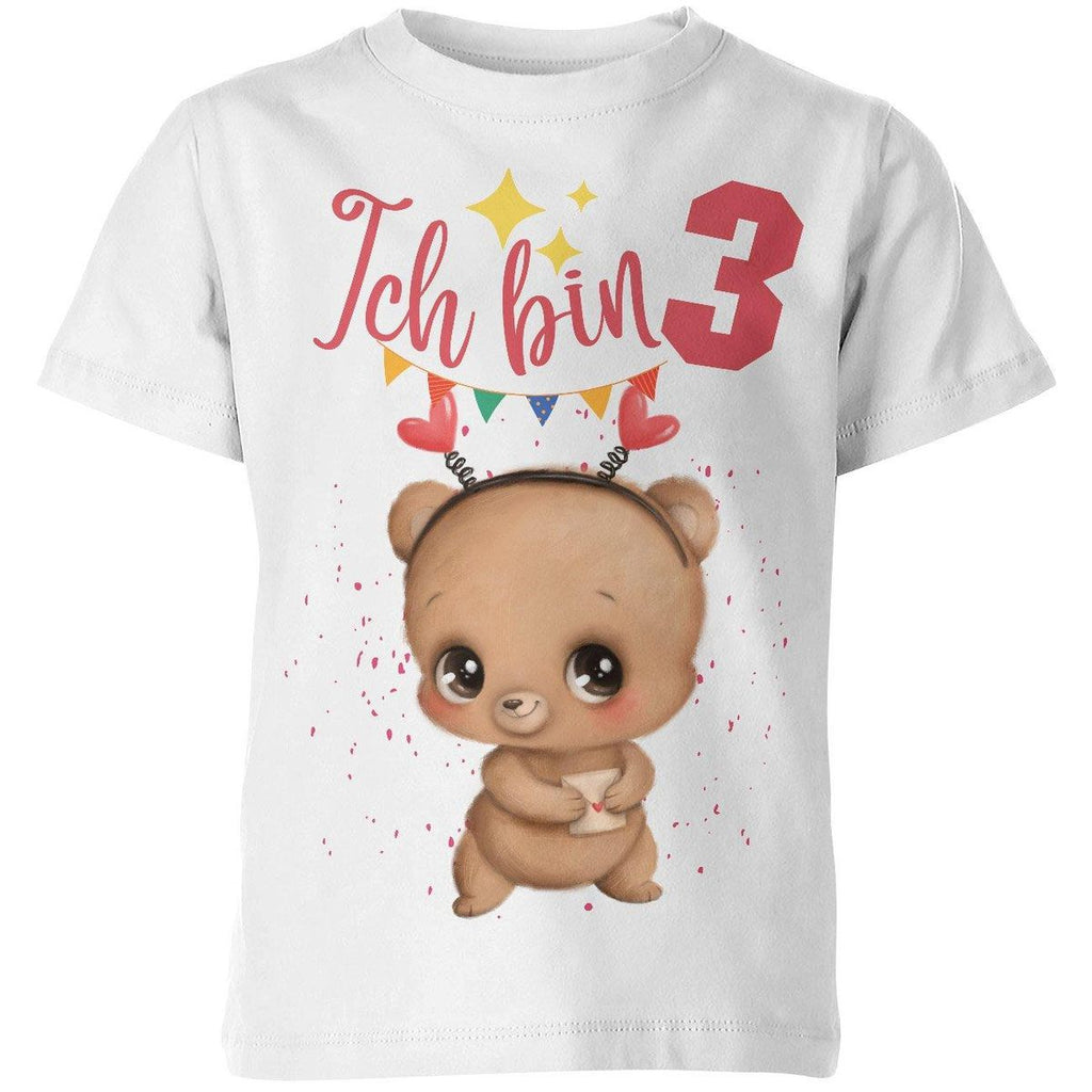 Kinder T-Shirt Ich bin Drei 3 Bär mit Herz - von Mikalino