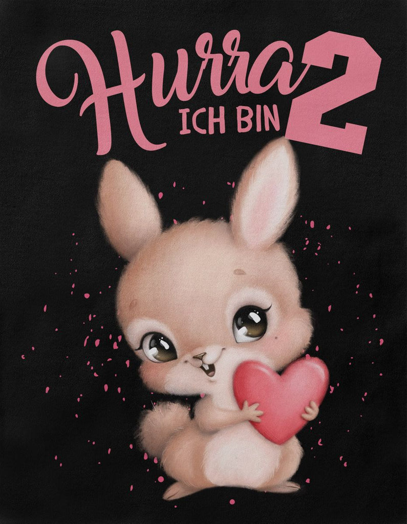 Baby / Kinder T-Shirt mit Spruch Ich bin Zwei 2 süßer Hase mit großem Herz in der Hand - von Mikalino