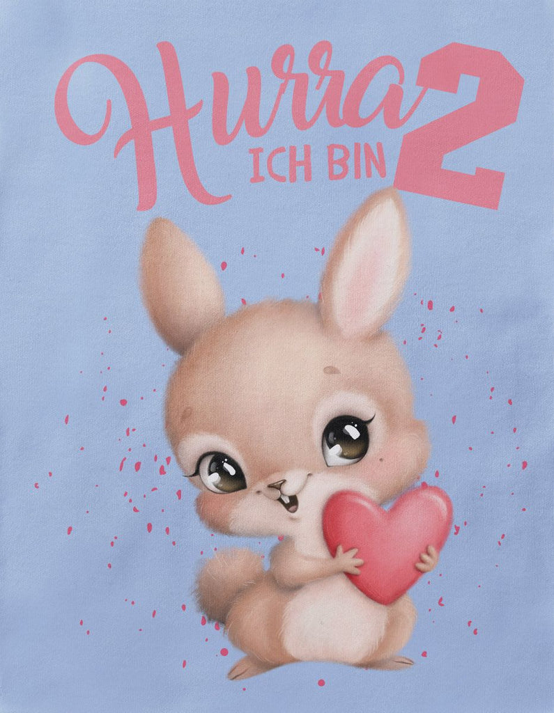 Baby / Kinder T-Shirt mit Spruch Ich bin Zwei 2 süßer Hase mit großem Herz in der Hand - von Mikalino