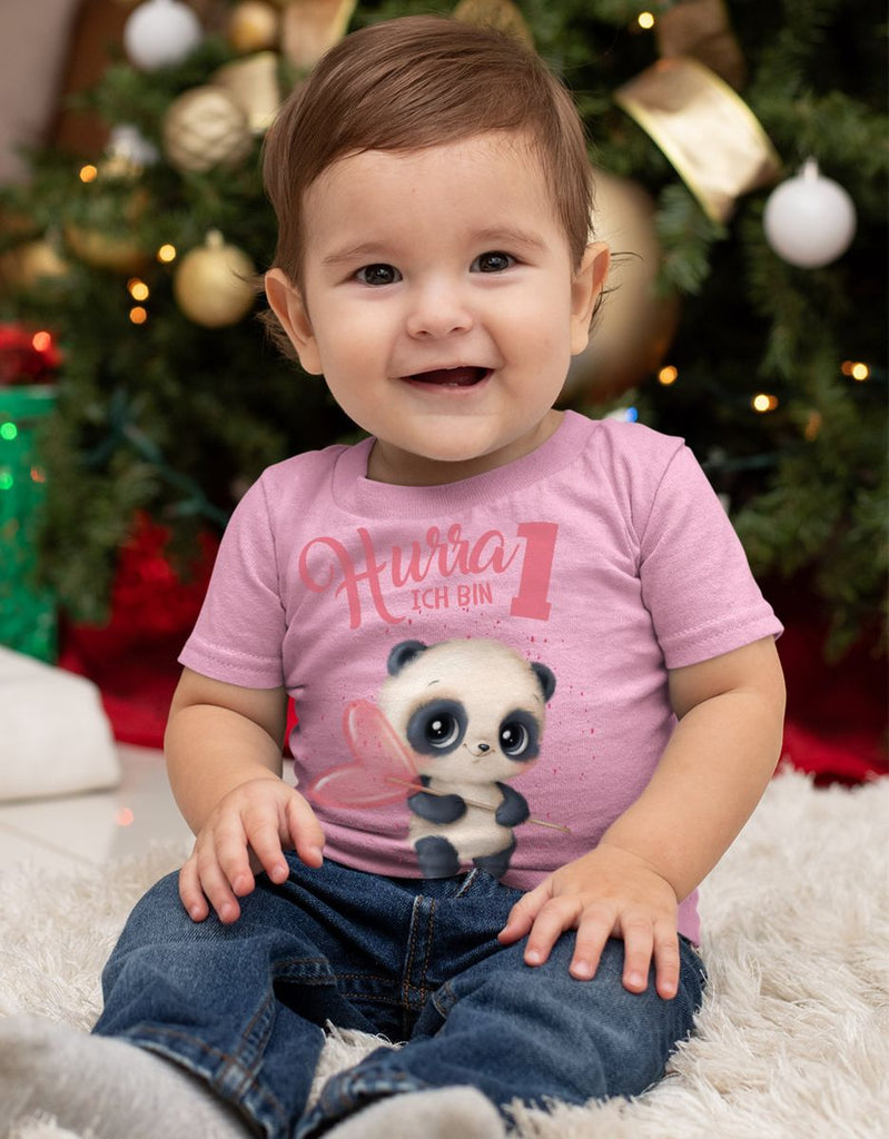 Baby / Kinder T-Shirt mit Spruch Ich bin Eins 1 süßer Waschbär - von Mikalino