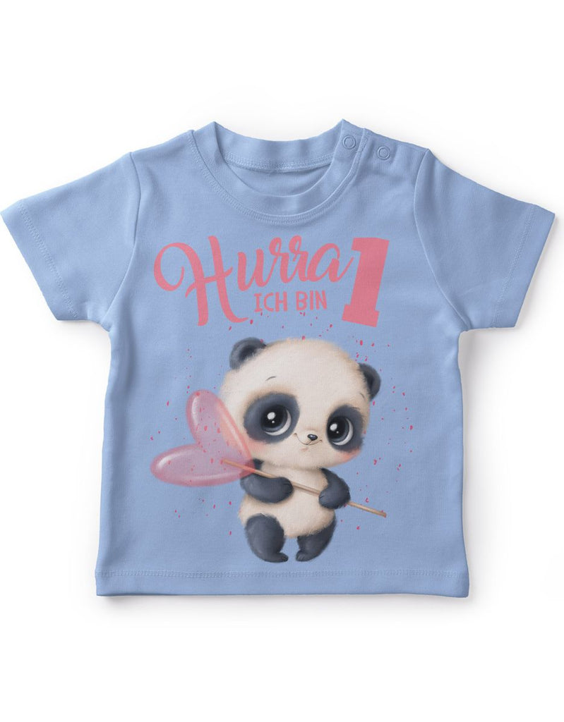 Baby / Kinder T-Shirt mit Spruch Ich bin Eins 1 süßer Waschbär - von Mikalino