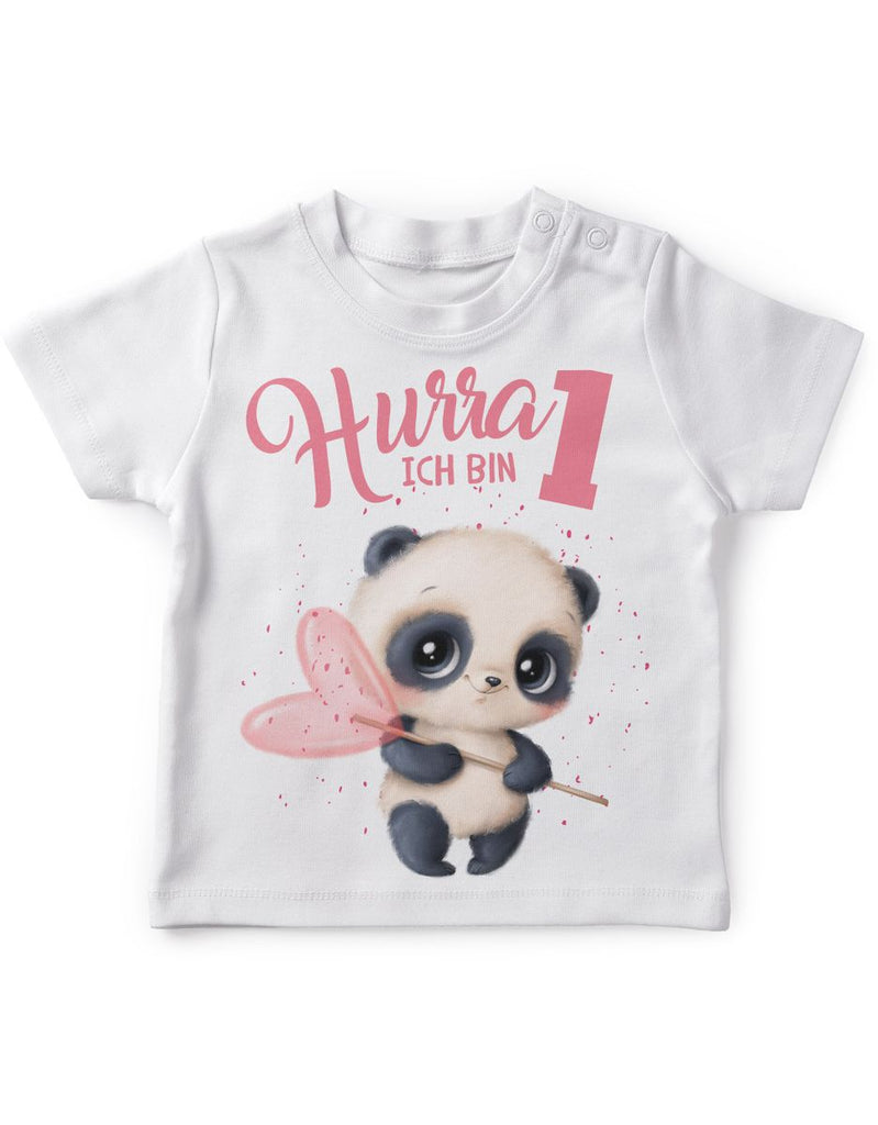 Baby / Kinder T-Shirt mit Spruch Ich bin Eins 1 süßer Waschbär - von Mikalino