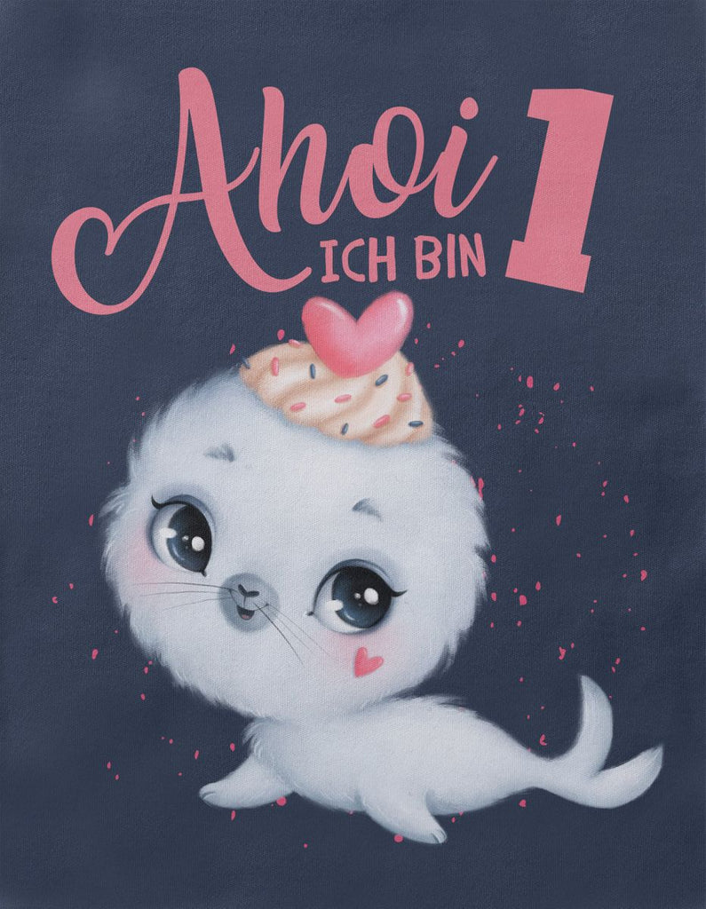 Baby / Kinder T-Shirt mit Spruch Ich bin Eins 1 Süße Robbe - von Mikalino