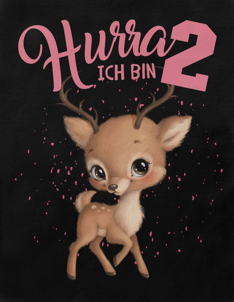 Baby / Kinder T-Shirt mit Spruch Ich bin Zwei 2 Süßes Rehkitz - von Mikalino