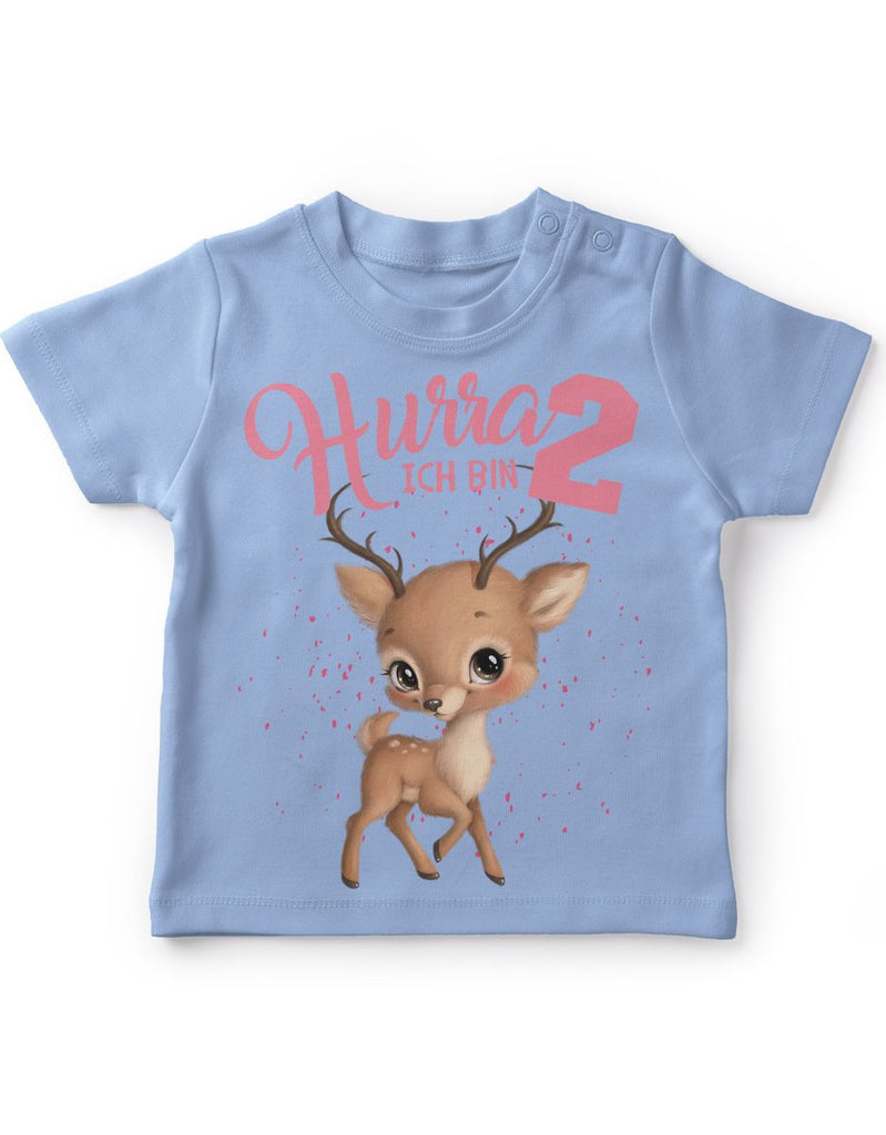 Baby / Kinder T-Shirt mit Spruch Ich bin Zwei 2 Süßes Rehkitz - von Mikalino