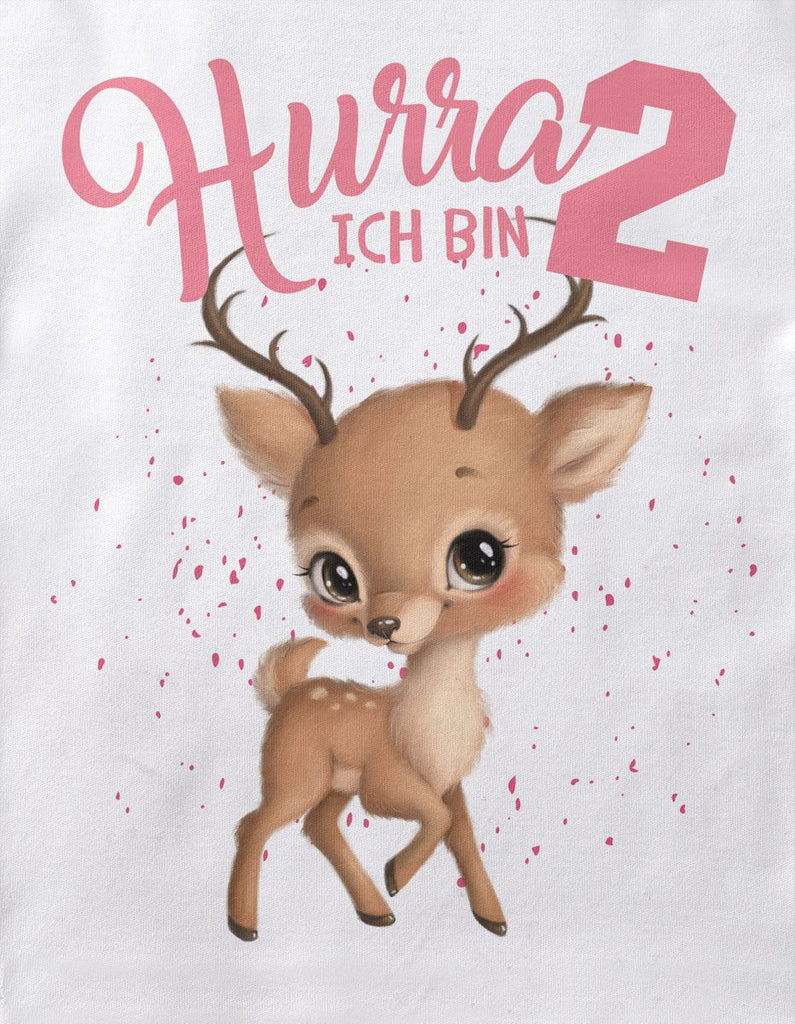 Baby / Kinder T-Shirt mit Spruch Ich bin Zwei 2 Süßes Rehkitz - von Mikalino