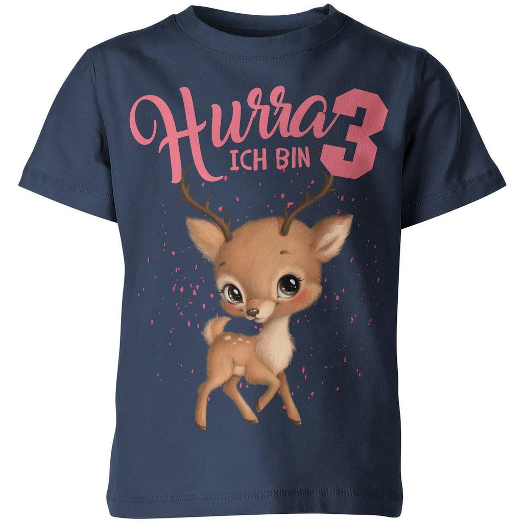 Kinder T-Shirt Ich bin Drei 3 Süßes Rehkitz - von Mikalino