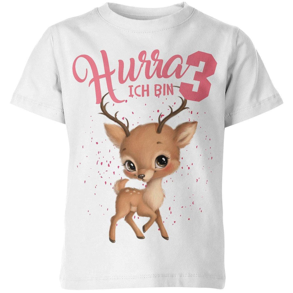 Kinder T-Shirt Ich bin Drei 3 Süßes Rehkitz - von Mikalino