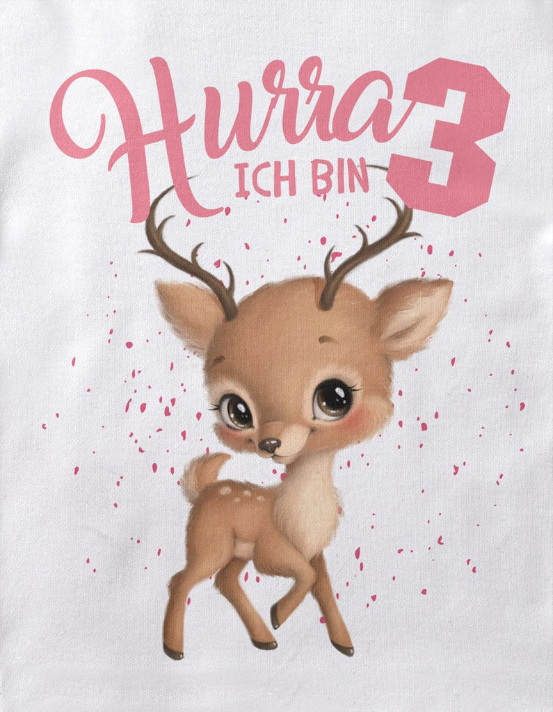 Kinder T-Shirt Ich bin Drei 3 Süßes Rehkitz - von Mikalino