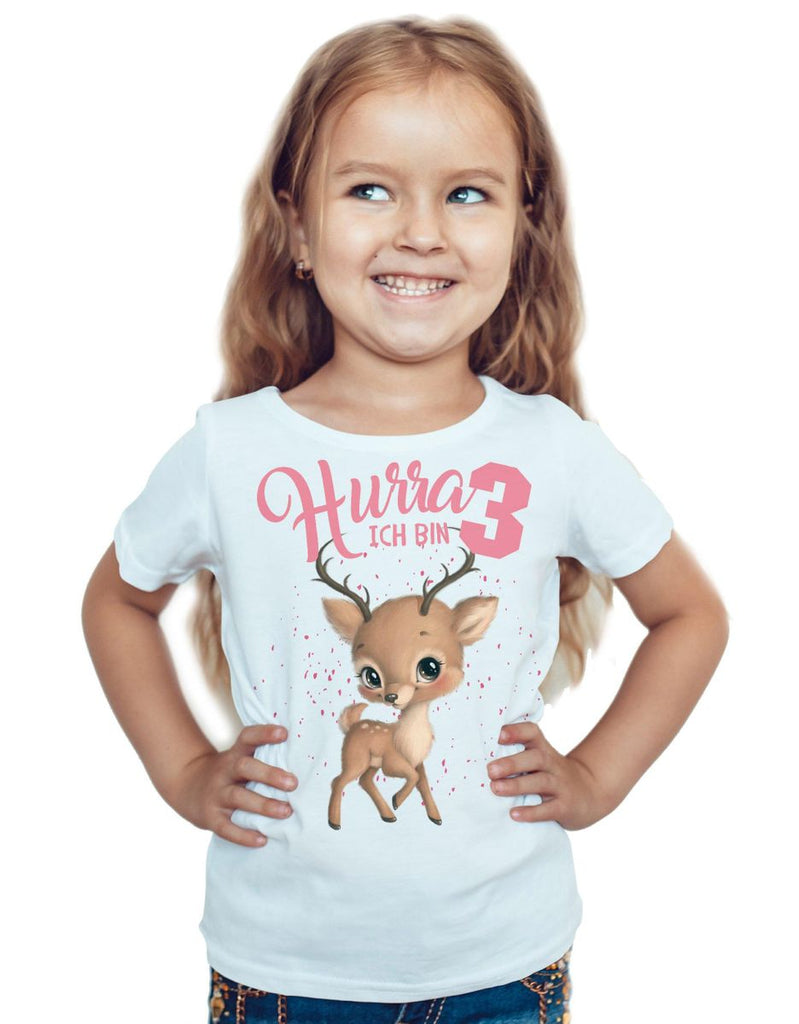 Kinder T-Shirt Ich bin Drei 3 Süßes Rehkitz - von Mikalino