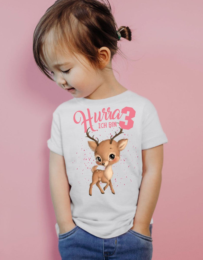 Kinder T-Shirt Ich bin Drei 3 Süßes Rehkitz - von Mikalino