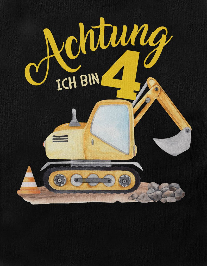 Kinder T-Shirt Achtung ich bin Vier 4 Bagger Schaufelbagger - von Mikalino