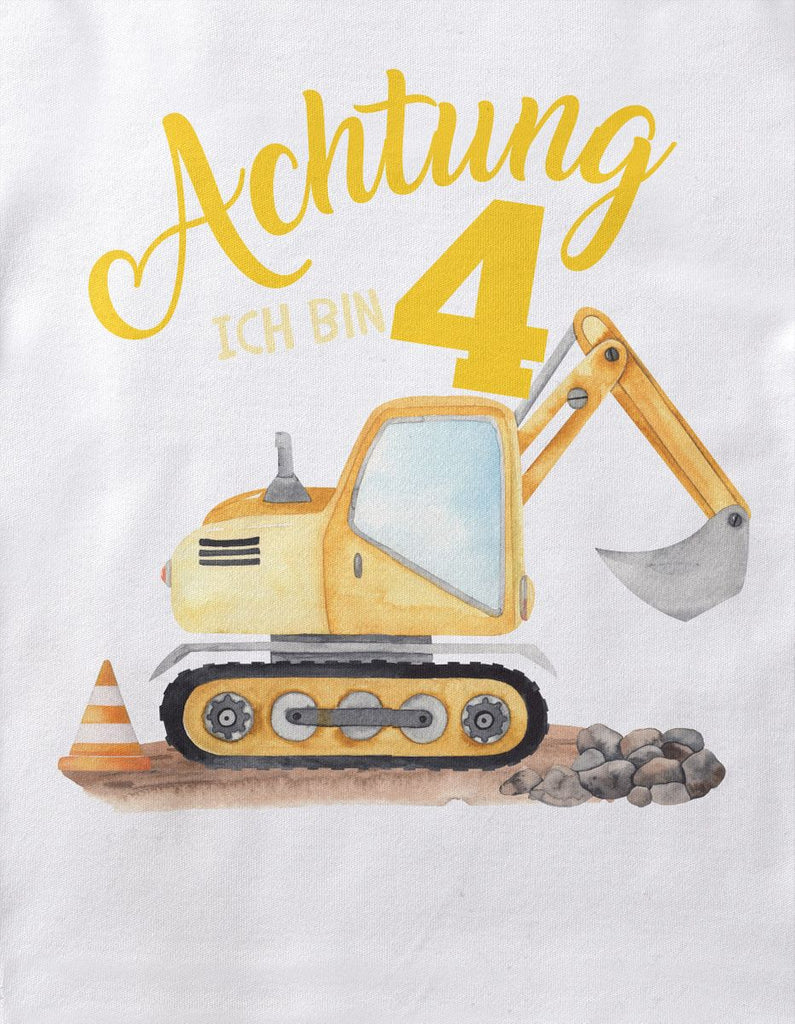 Kinder T-Shirt Achtung ich bin Vier 4 Bagger Schaufelbagger - von Mikalino