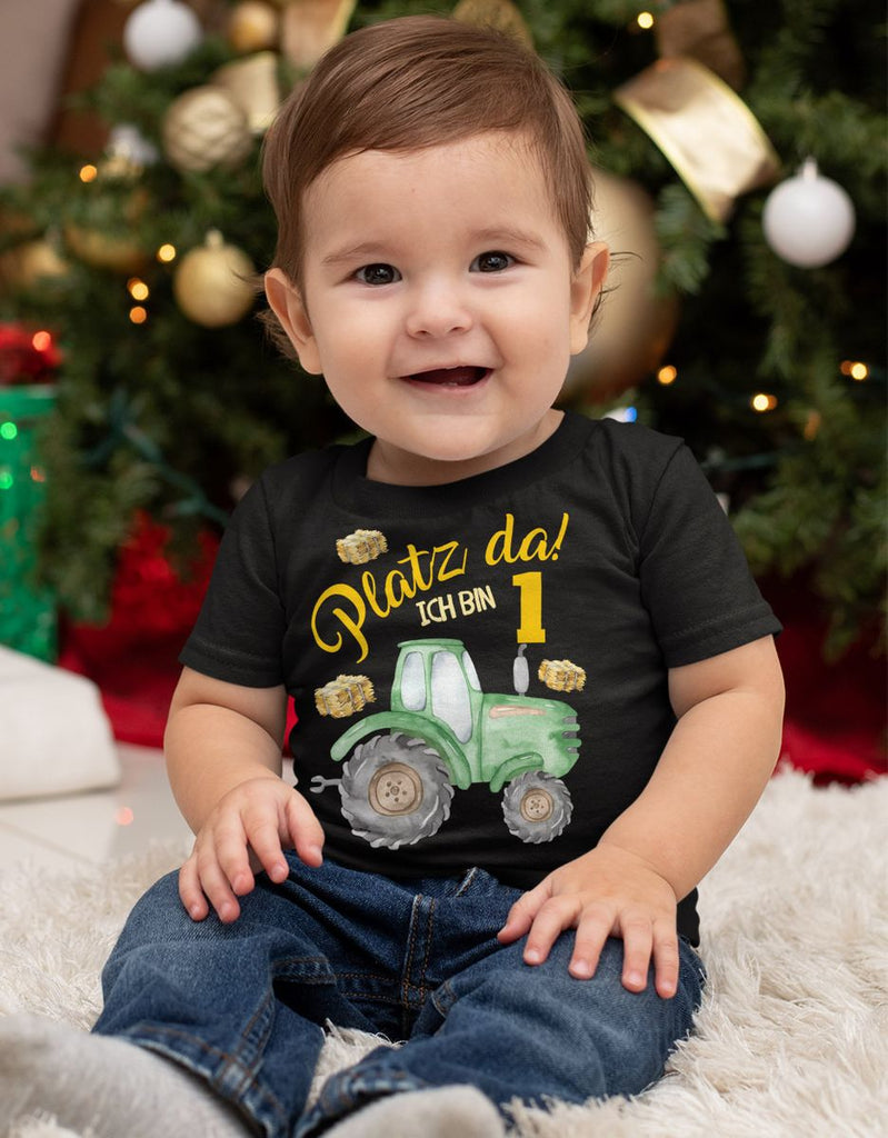 Baby / Kinder T-Shirt mit Spruch Platz Da ich bin Eins 1 Traktor - von Mikalino