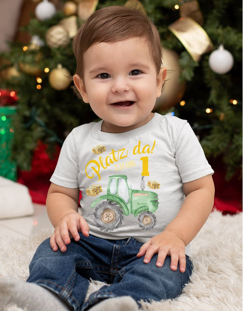 Baby / Kinder T-Shirt mit Spruch Platz Da ich bin Eins 1 Traktor - von Mikalino