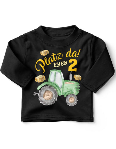 Baby / Kinder Longsleeve mit Spruch Platz Da ich bin Zwei 2 Traktor - von Mikalino