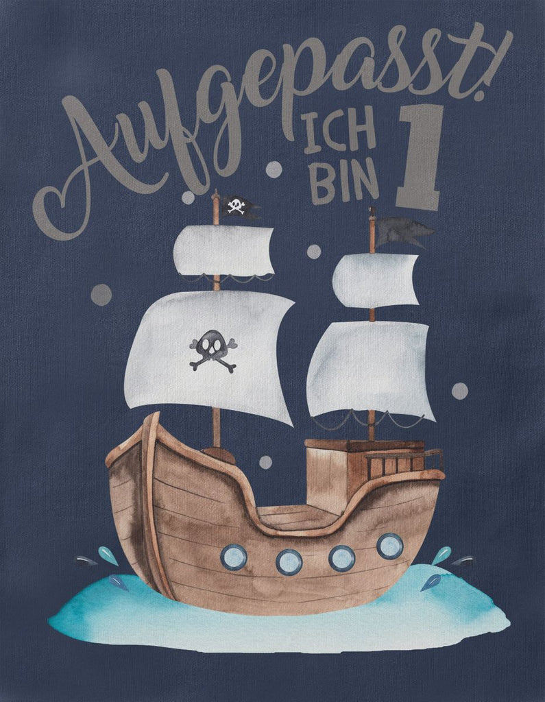 Baby / Kinder T-Shirt mit Spruch Aufgepasst ich bin Eins 1 Pirat - von Mikalino