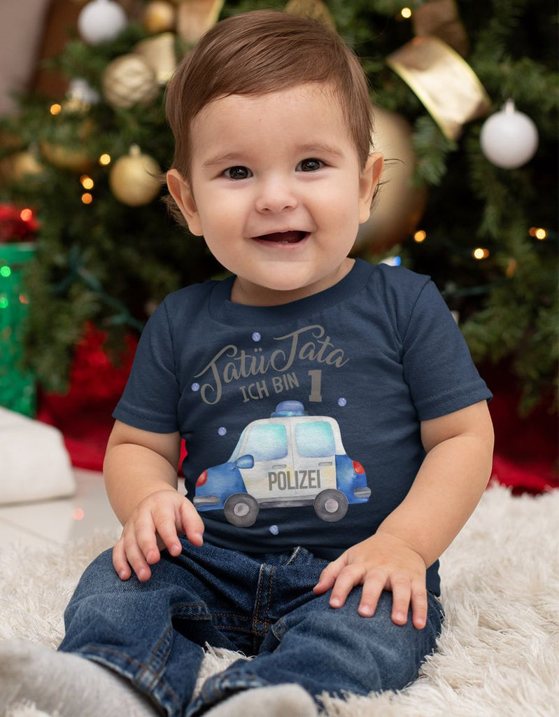 Baby / Kinder T-Shirt mit Spruch Tatü Tata ich bin Eins 1 Polizei - von Mikalino