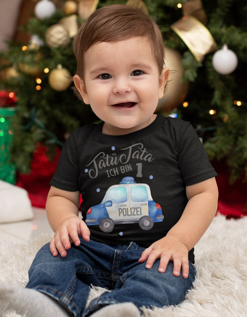 Baby / Kinder T-Shirt mit Spruch Tatü Tata ich bin Eins 1 Polizei - von Mikalino