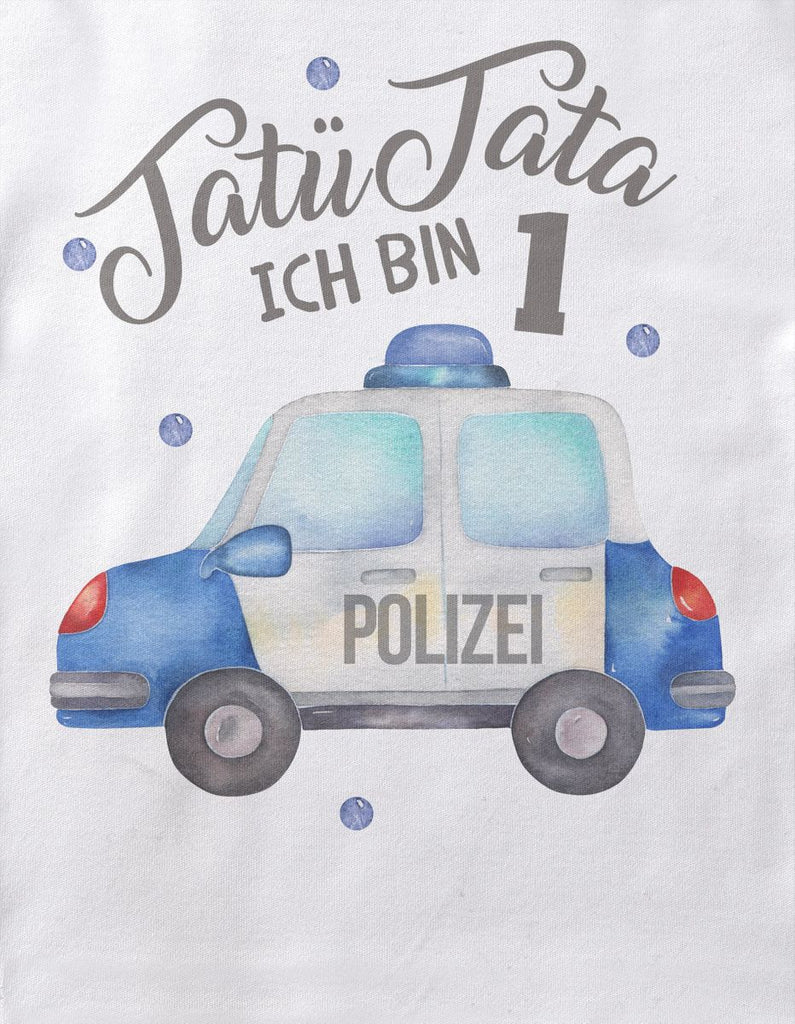 Baby / Kinder T-Shirt mit Spruch Tatü Tata ich bin Eins 1 Polizei - von Mikalino