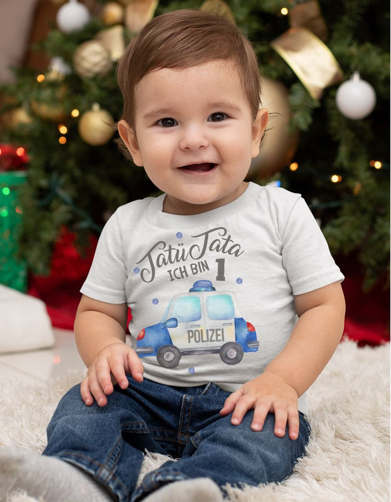 Baby / Kinder T-Shirt mit Spruch Tatü Tata ich bin Eins 1 Polizei - von Mikalino