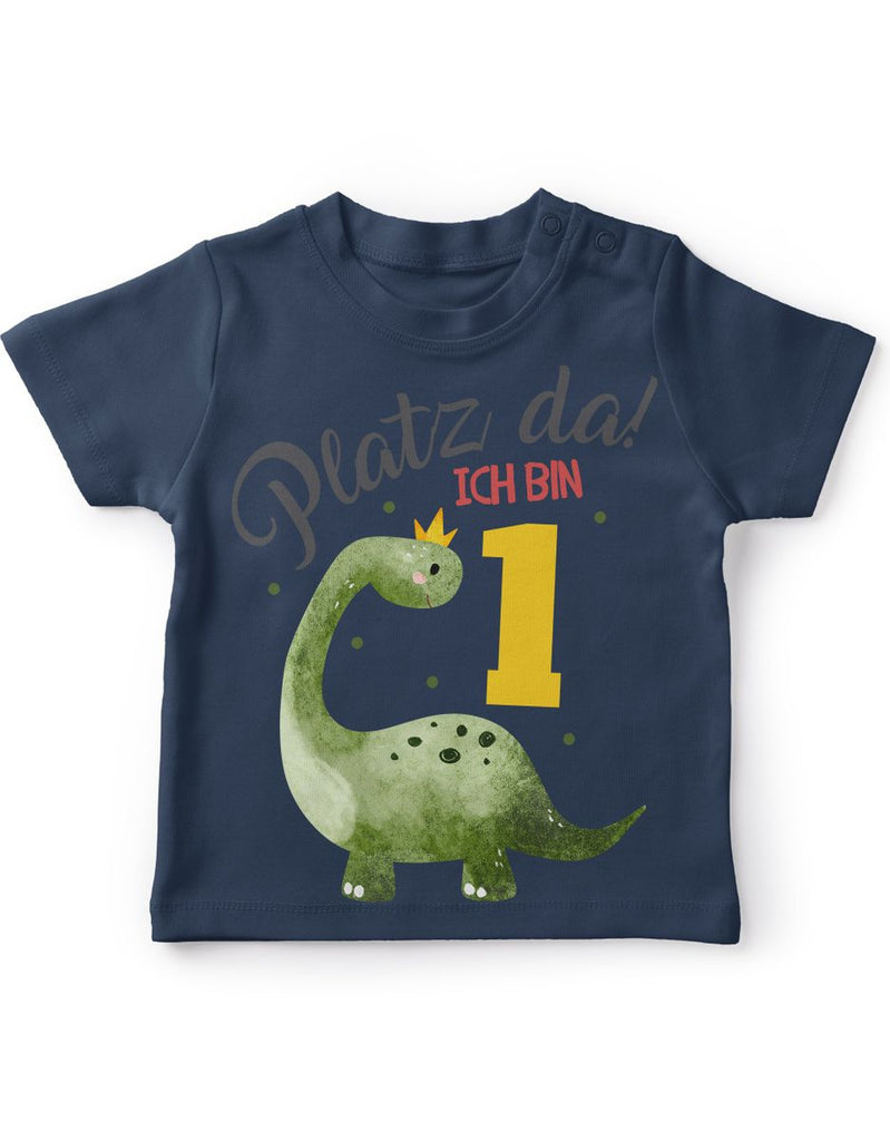 Baby / Kinder T-Shirt mit Spruch Platz Da ich bin Eins 1 Dinosaurier mit Krone - von Mikalino