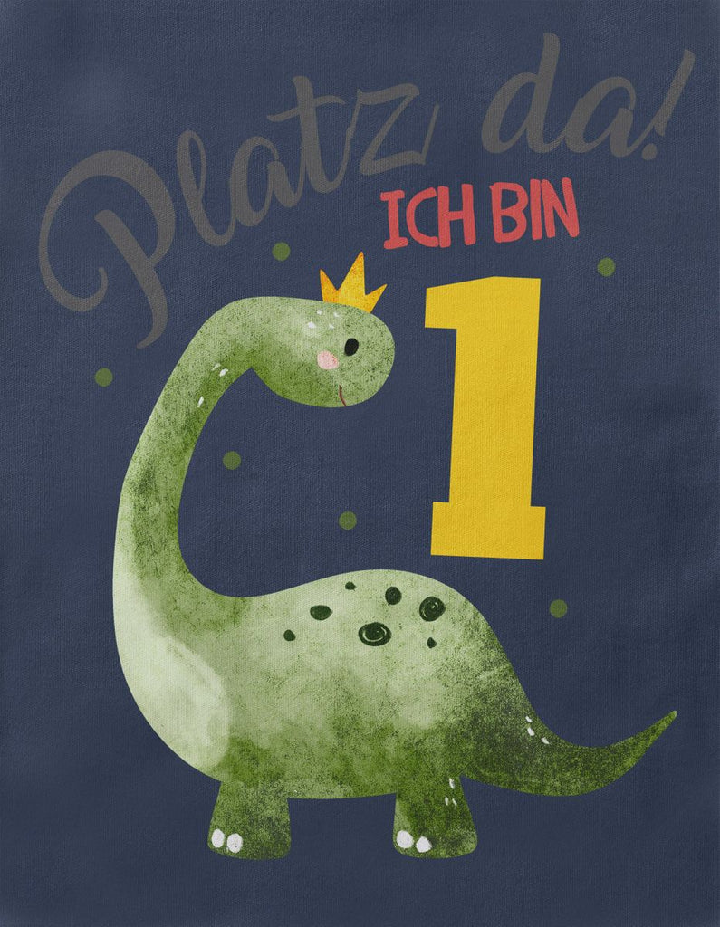 Baby / Kinder T-Shirt mit Spruch Platz Da ich bin Eins 1 Dinosaurier mit Krone - von Mikalino