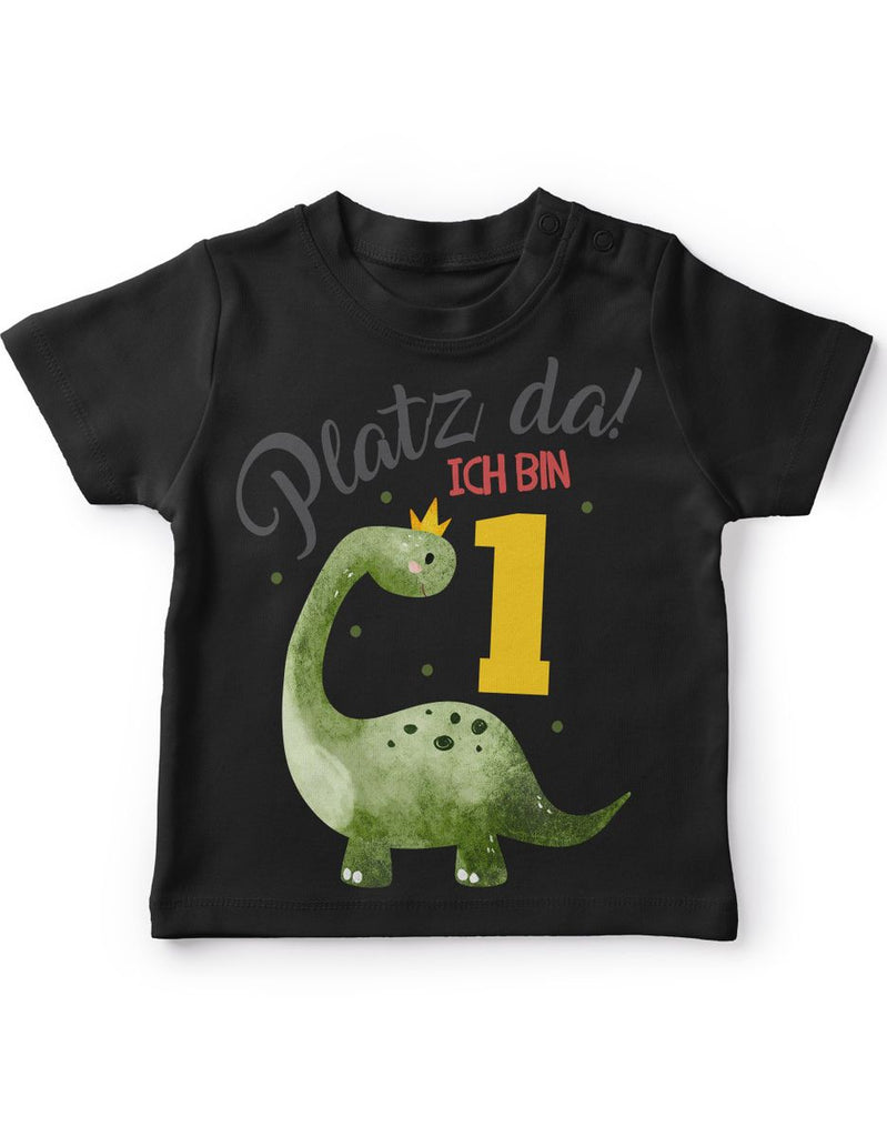 Baby / Kinder T-Shirt mit Spruch Platz Da ich bin Eins 1 Dinosaurier mit Krone - von Mikalino