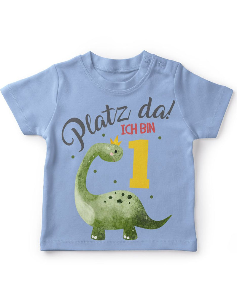 Baby / Kinder T-Shirt mit Spruch Platz Da ich bin Eins 1 Dinosaurier mit Krone - von Mikalino