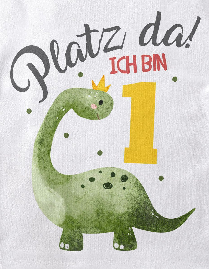 Baby / Kinder T-Shirt mit Spruch Platz Da ich bin Eins 1 Dinosaurier mit Krone - von Mikalino