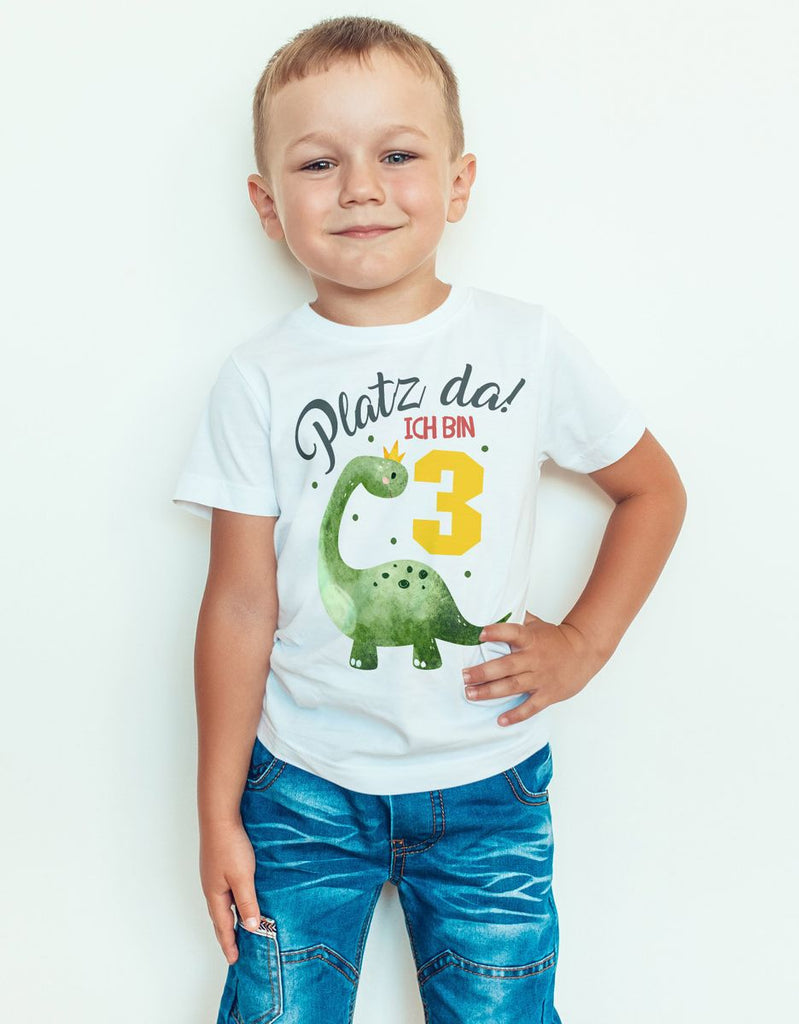 Kinder T-Shirt Platz Da ich bin Drei 3 Dinosaurier mit Krone - von Mikalino