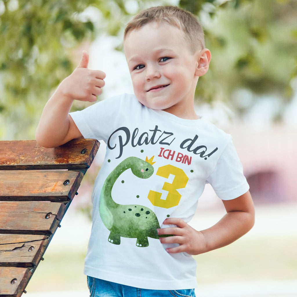 Kinder T-Shirt Platz Da ich bin Drei 3 Dinosaurier mit Krone - von Mikalino