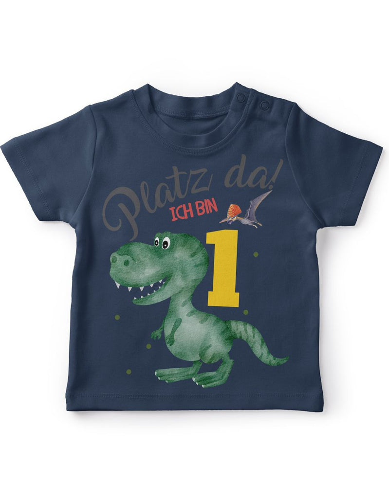 Baby / Kinder T-Shirt mit Spruch Platz Da ich bin Eins 1 Dinosaurier T-Rex mit Flugsaurier - von Mikalino