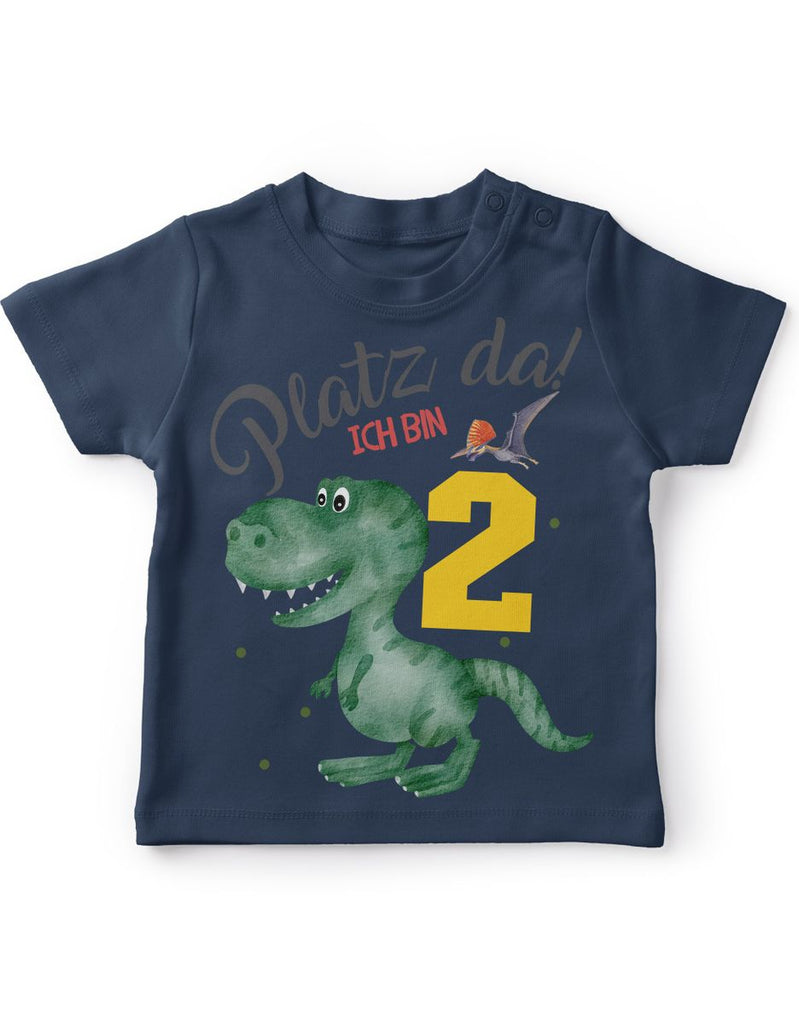 Baby / Kinder T-Shirt mit Spruch Platz Da ich bin Zwei 2 Dinosaurier T-Rex mit Flugsaurier - von Mikalino