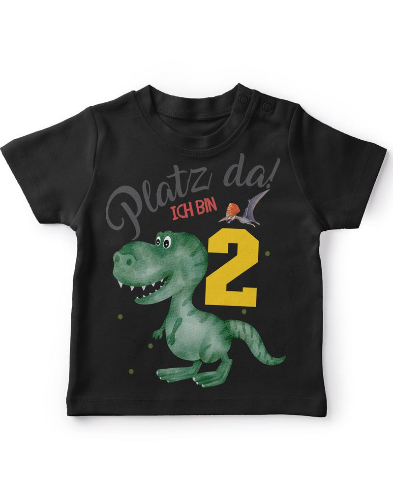 Baby / Kinder T-Shirt mit Spruch Platz Da ich bin Zwei 2 Dinosaurier T-Rex mit Flugsaurier - von Mikalino